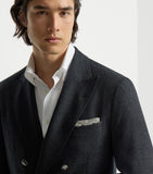 Brunello Cucinelli silk medallion pocket square 35cm, imported from the UK