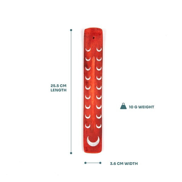 Myga burgundy incense holder with moon design, imported from the UK