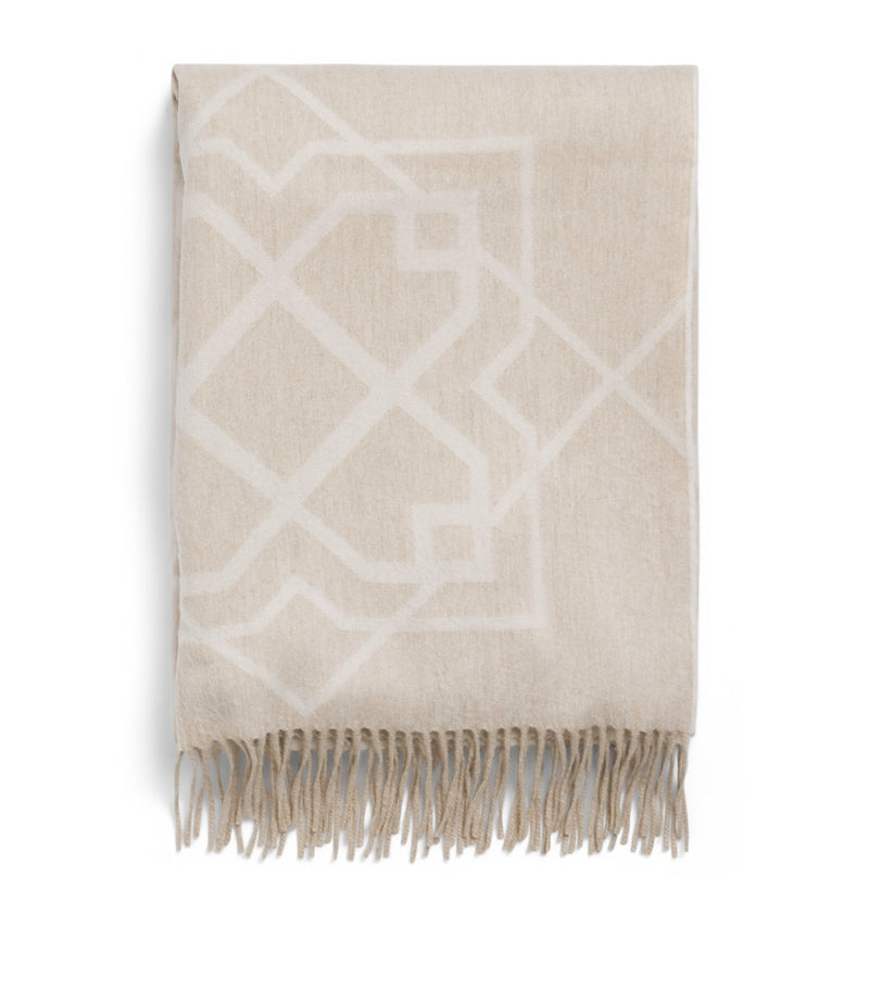 Harrods of London cashmere-lambswool geometric throw 140cm x 180cm, imported from the UK
