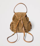 Miu Miu medium corduroy leather-trim backpack, imported from the UK