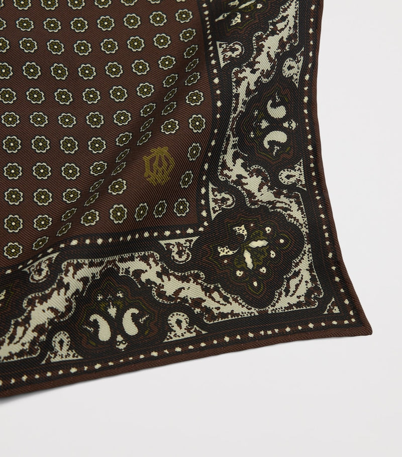 Dunhill mulberry silk paisley pocket square 30cm (British brand)