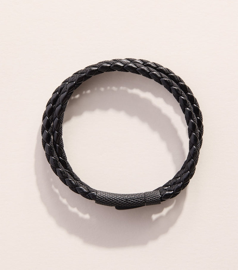Tateossian Leather Chelsea Bracelet, imported from the UK