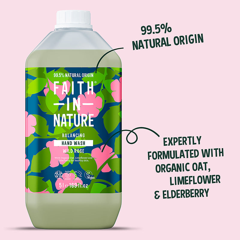 Faith In Nature hand wash wild rose 5L - British product