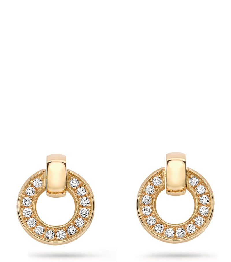 Boodles Roulette flip earrings 1cm yellow gold and diamonds, imported from the UK