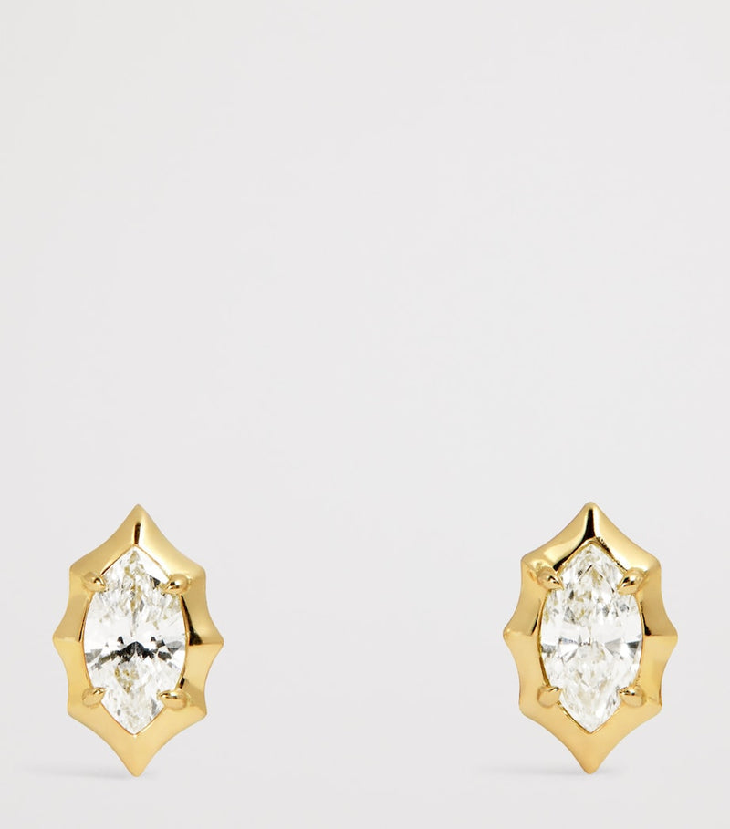 Jade Trau Maverick yellow gold diamond stud earrings, imported from the UK