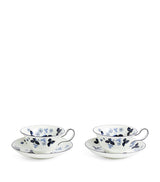 Harrods Wedgwood Wild Strawberry Inky Blue Teacup and Saucer Set of 2- Buy online at McGrocer
