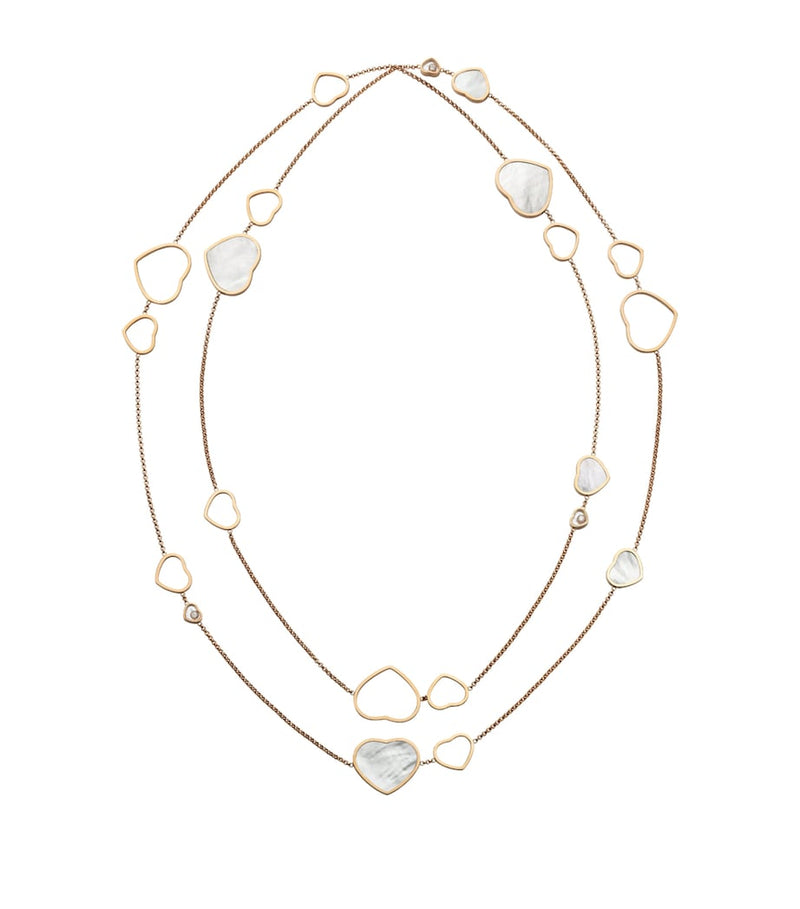 Chopard rose gold Happy Hearts sautoir necklace with mother-of-pearl, UK version