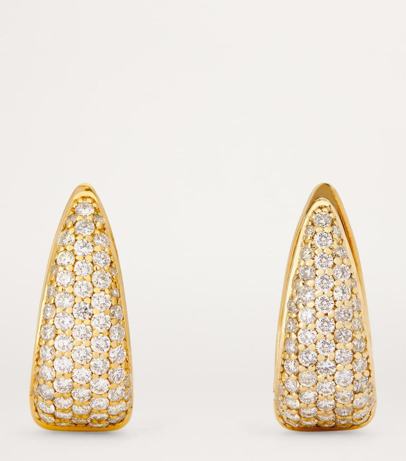 Jennifer Meyer mini diamond teardrop huggie earrings yellow gold (British brand)