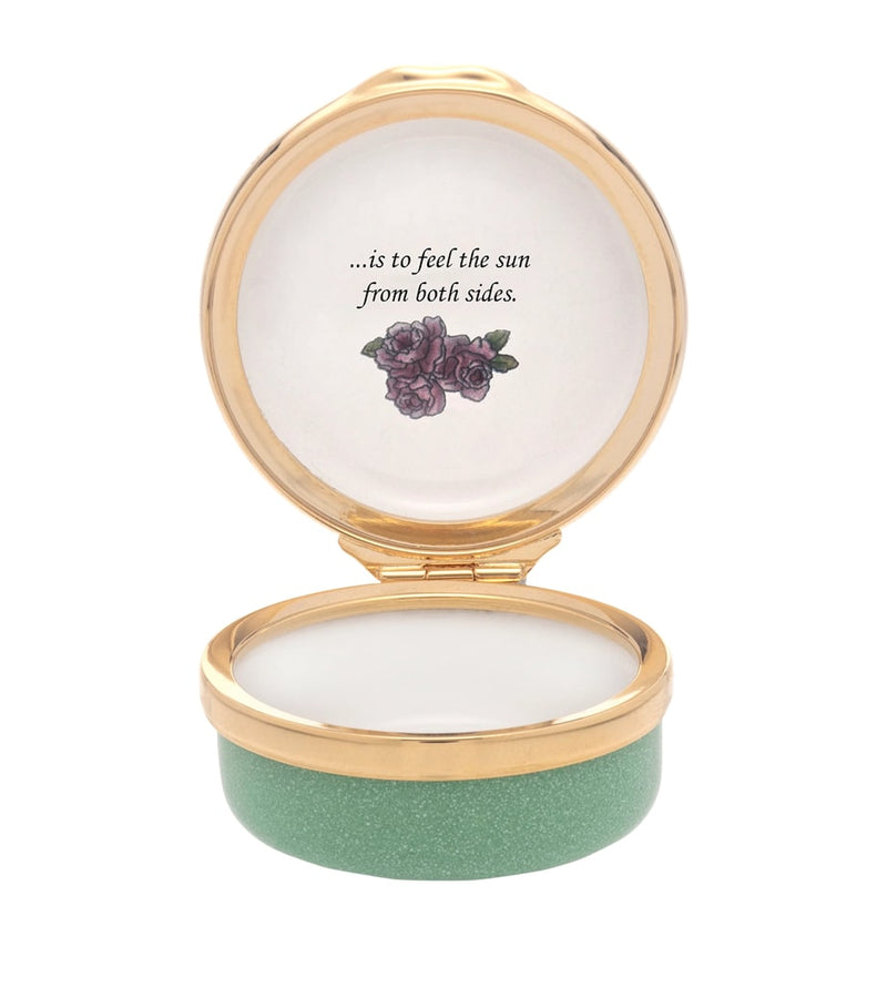 Halcyon Days enamel To Love and Be Loved box 2cm x 4.5cm, imported from the UK
