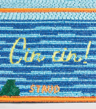 STAUD beaded Tommy shoulder bag with sunset spritz motif (British brand)