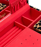 WOLF medium Savanna jewellery box with leopard print design and detachable ring box (British brand)