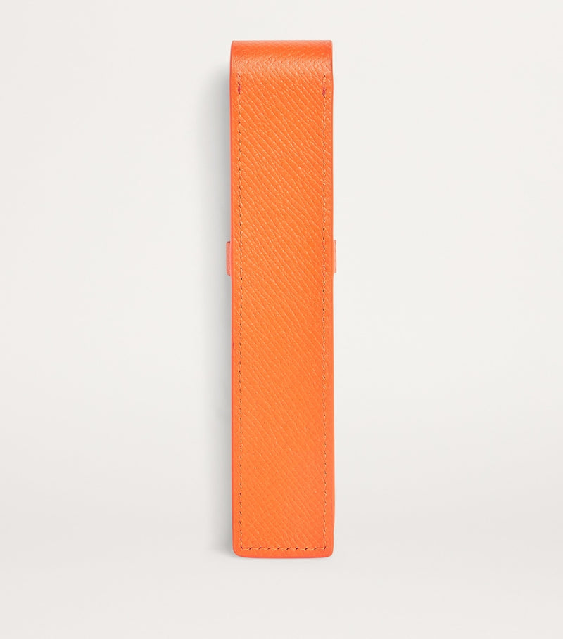 Harrods leather pen sleeve with gold-plated hardware and engraved logo, UK version