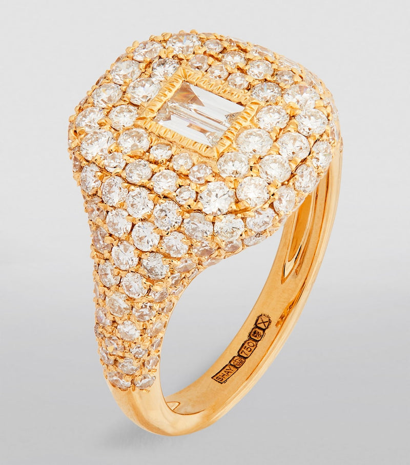 SHAY New Modern pinky ring 18kt yellow gold diamonds, UK version
