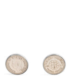 Babette Wasserman rhodium-plated coin cufflinks, UK version