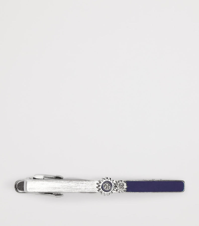 Tateossian gears tie clip brushed silver-tone enamel, UK version
