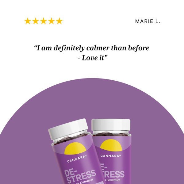 Cannaray De-Stress Gummies mixed berry 60 count (British brand)