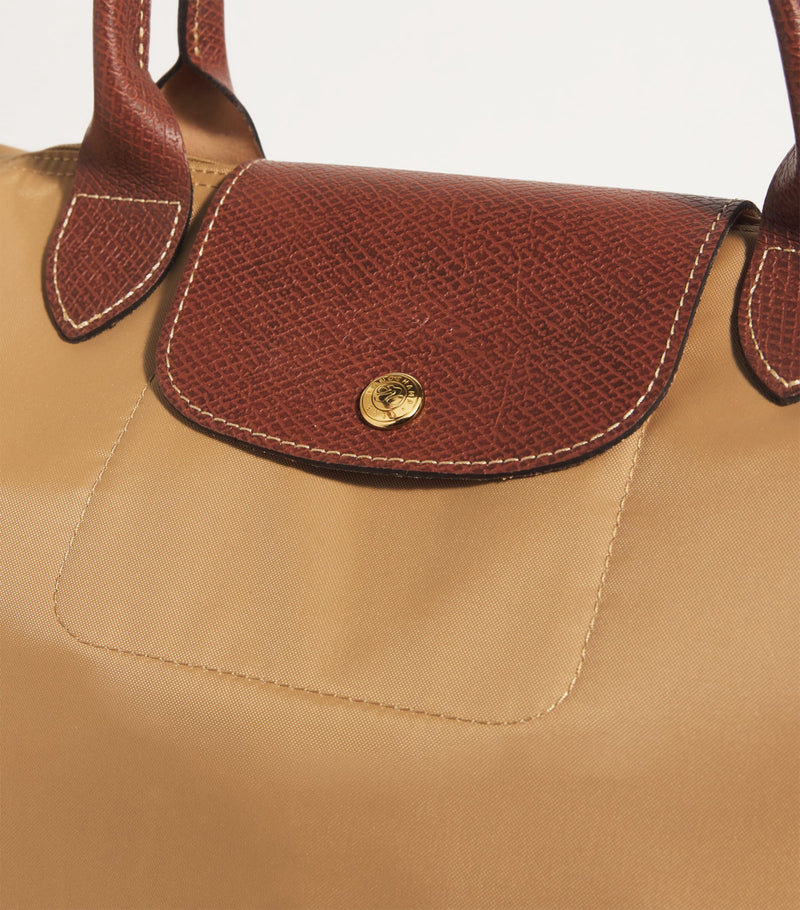 Longchamp Le Pliage medium handbag with leather trims, UK version