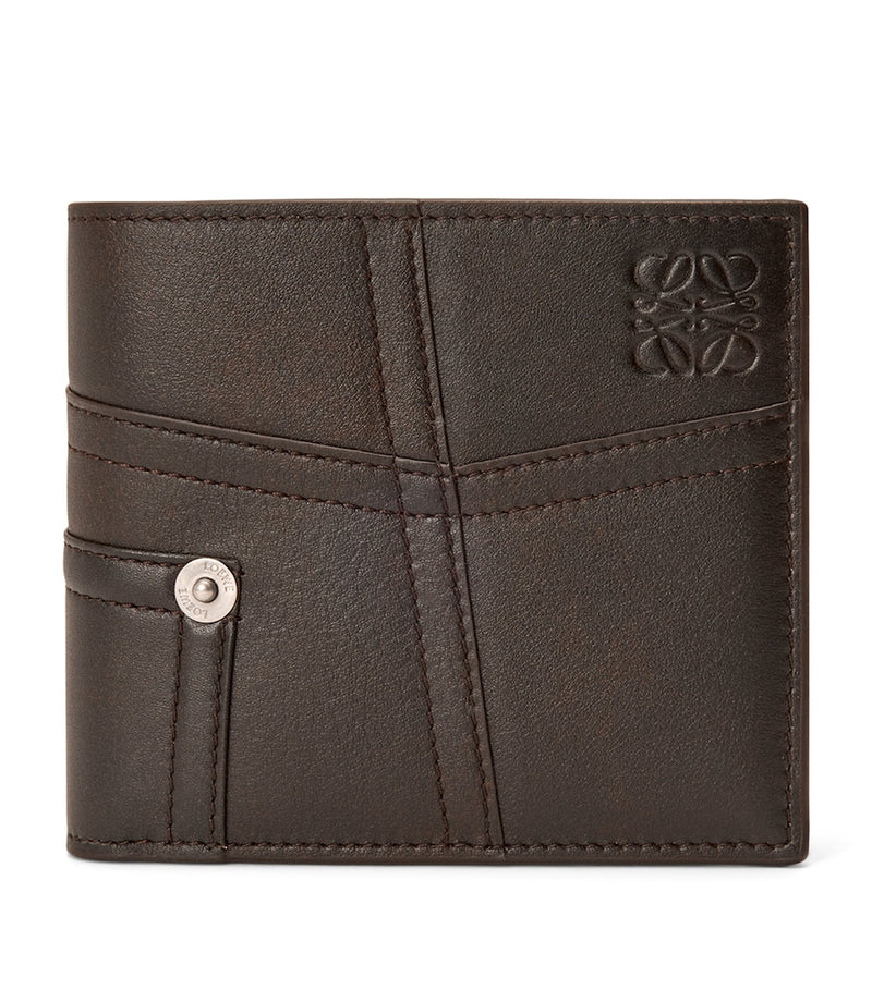 LOEWE calfskin bifold wallet with denim detailing - British product