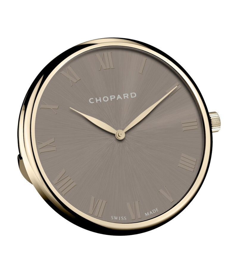 Chopard classic table clock with stainless steel case and Roman numerals, 8cm diameter - British product