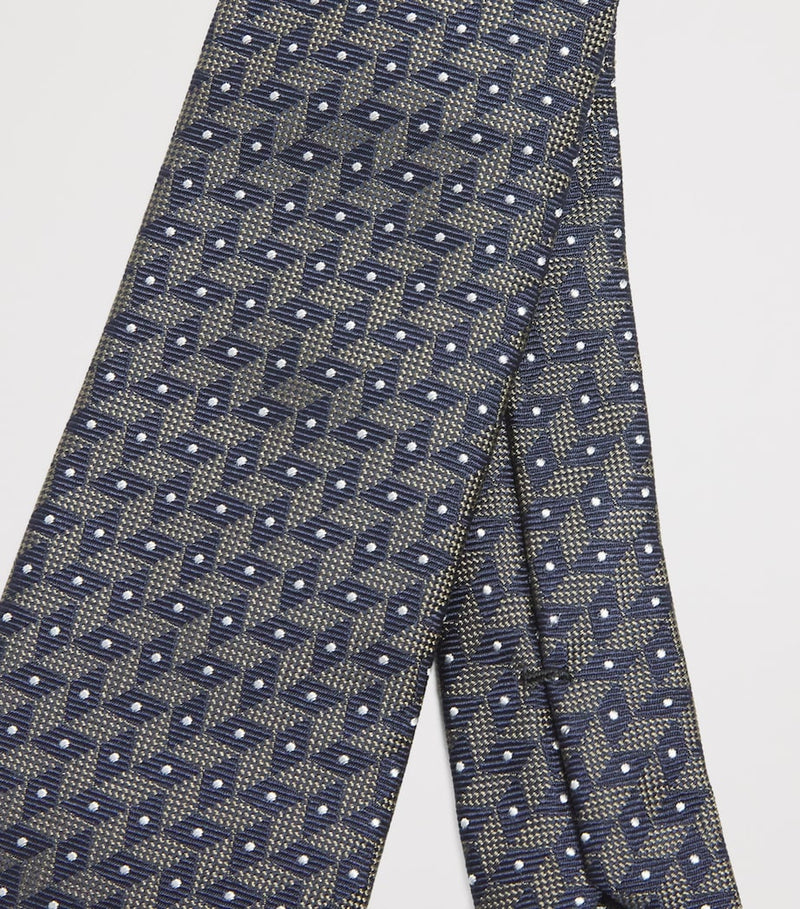 Giorgio Armani featherlight silk geometric tie - British product