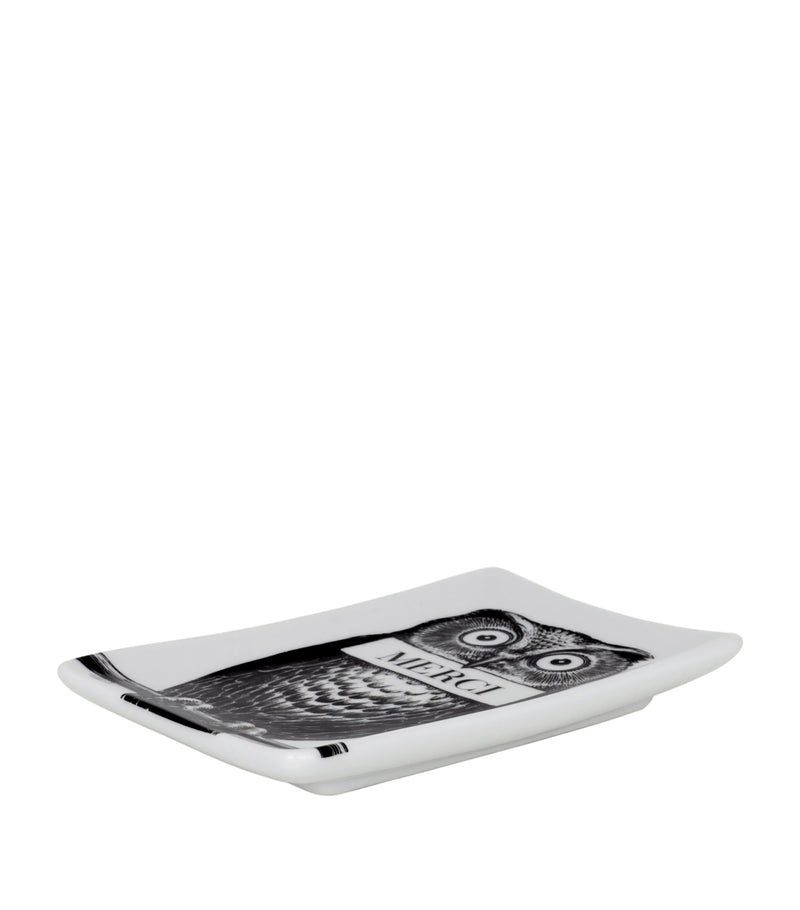 Fornasetti rectangular porcelain ashtray - British product