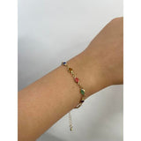 SVNX multicolour oval chain bracelet with crystal gems, UK version