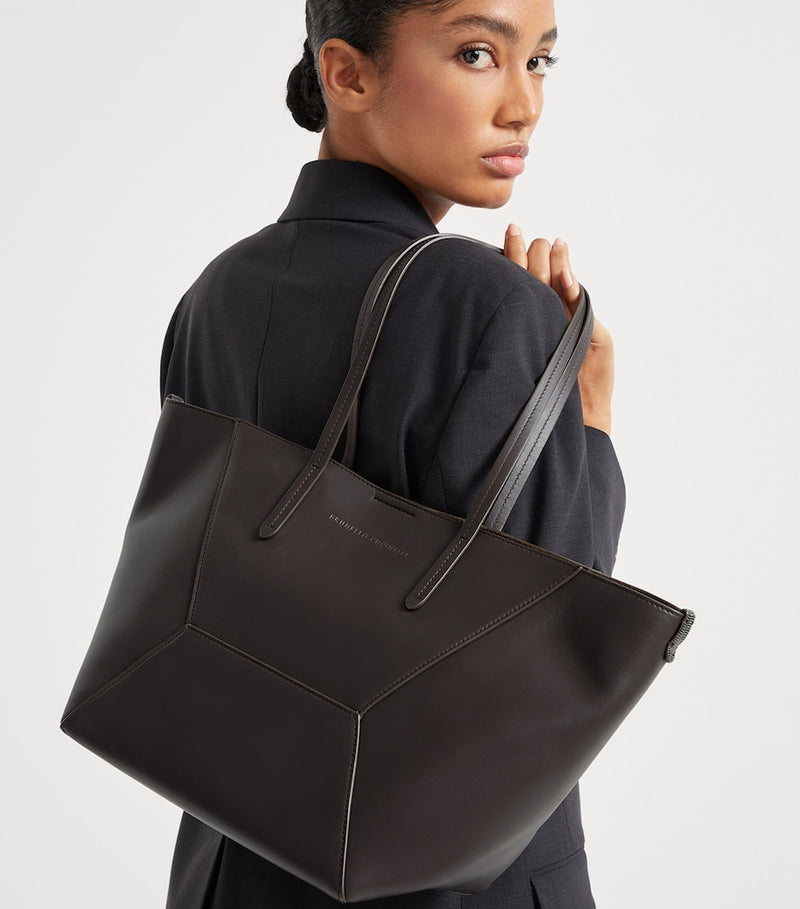 Brunello Cucinelli small calfskin BC Duo tote bag - British product
