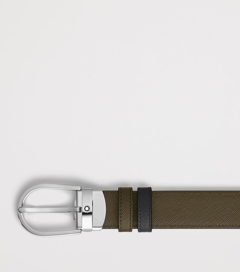 Montblanc leather reversible horseshoe belt 3.5cm - British product