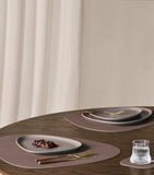 Linddna large curve table mat set of 4 in recycled leather, UK version