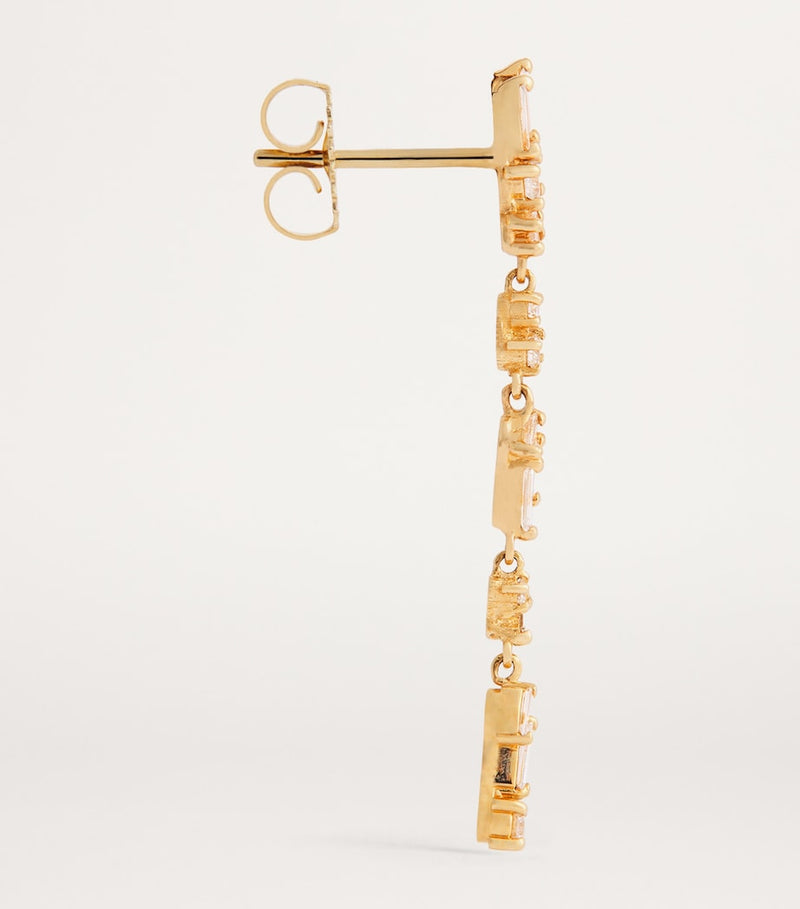 Suzanne Kalan yellow gold diamond Sparkler drop earrings, UK version