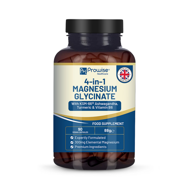 Prowise Healthcare 4-in-1 magnesium glycinate supplement 90 vegan capsules (British brand)