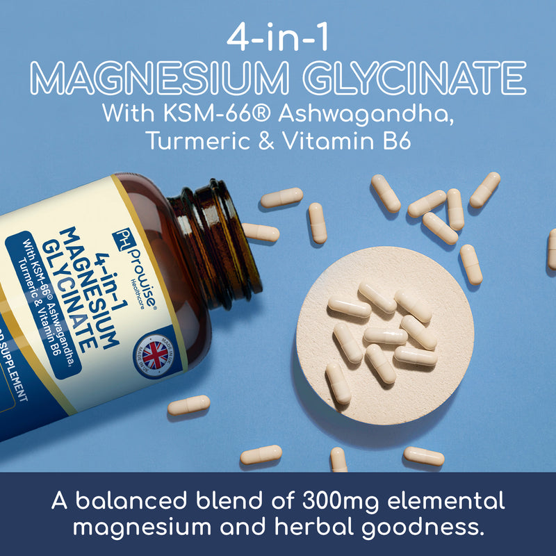 Prowise Healthcare 4-in-1 magnesium glycinate supplement 90 vegan capsules (British brand)