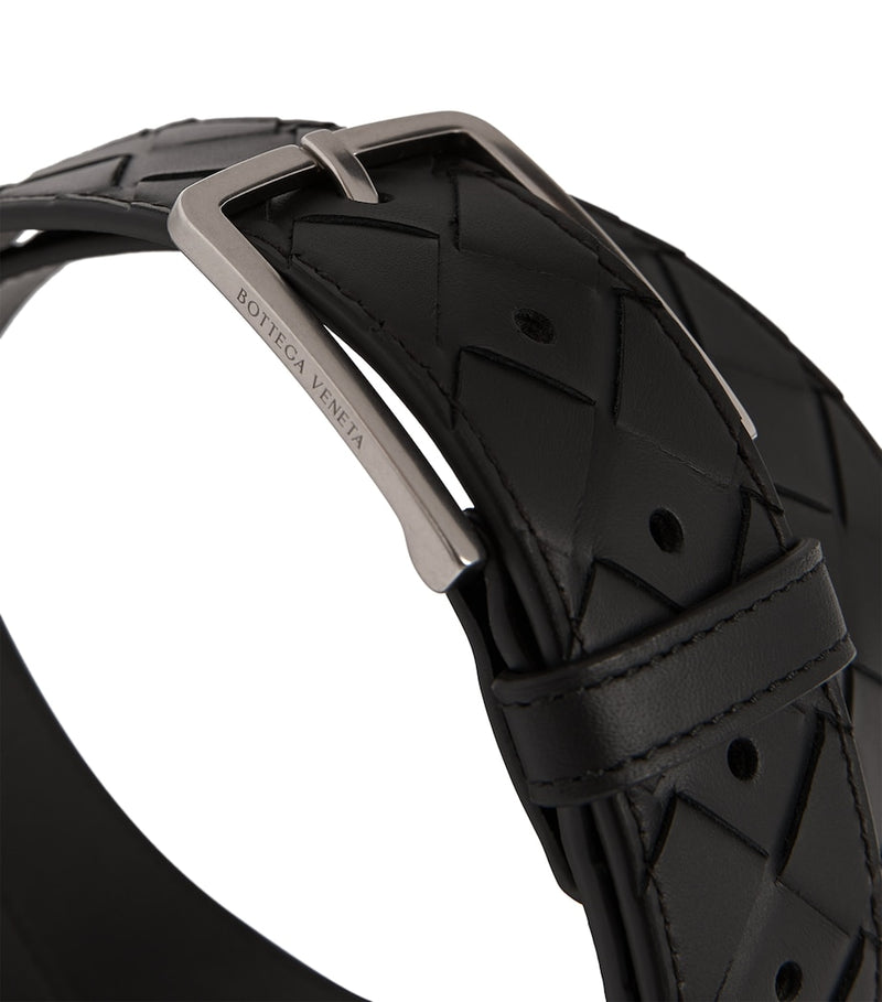 Bottega Veneta Intrecciato leather belt, imported from the UK