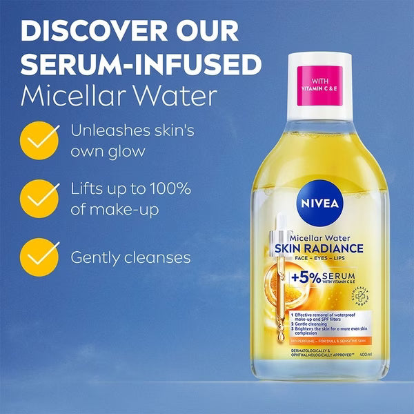 NIVEA Brightening Micellar Water with 5% Serum 400ml, imported from the UK