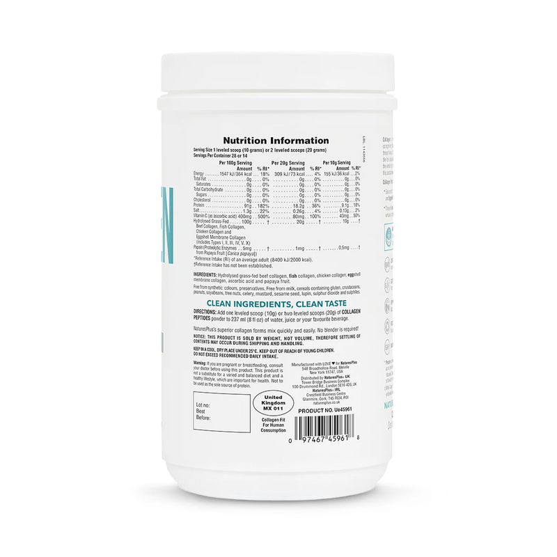 NaturesPlus collagen peptides powder with vitamin C 280g (British brand)