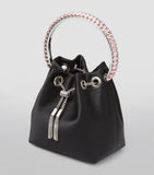 Jimmy Choo Bon Bon satin top-handle bag with crystal handle, imported from the UK