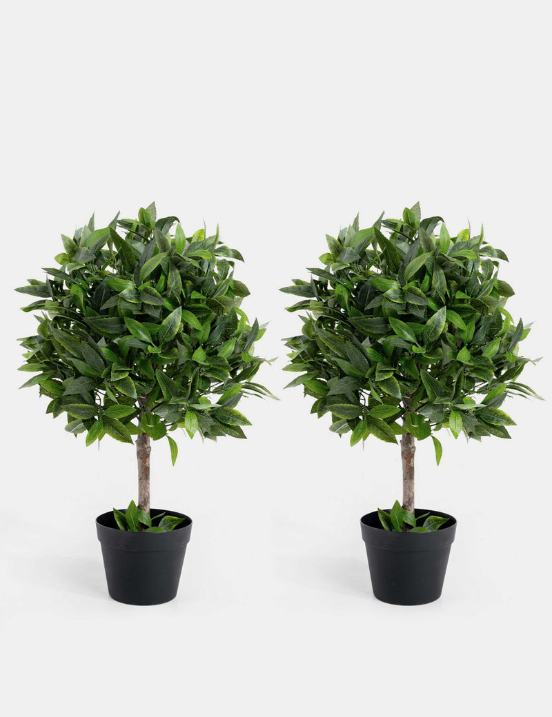 2.5ft Set of 2 Artificial Bay Bush Ball Trees