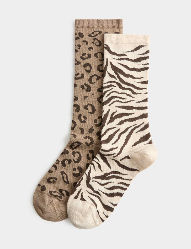 M&S animal print crew socks 2 pack - British product