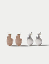 M&S 2 Pack Brushed Teardrop Earrings- Buy online at McGrocer