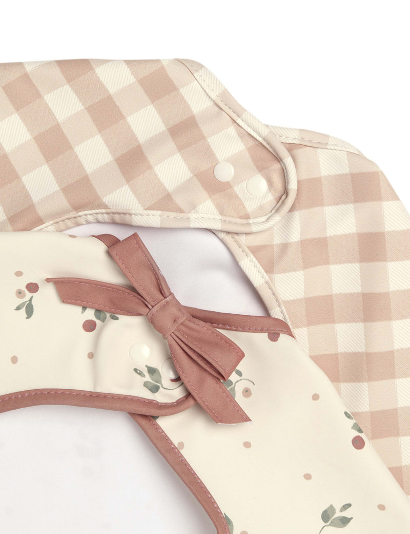 Mamas & Papas dribble bibs 2 pack checked cherry prints, UK version