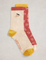 M&S White Stuff 2 Pack Cotton Rich Breakfast Ankle High Socks- Buy online at McGrocer