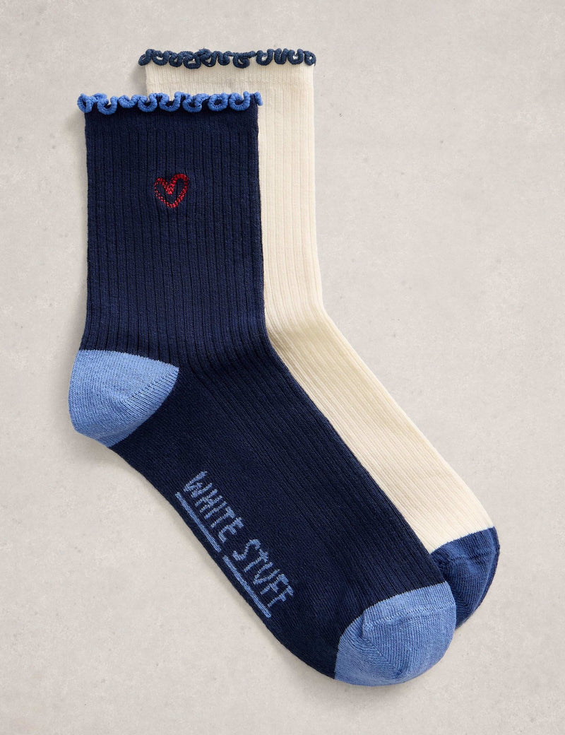 White Stuff 2 pack embroidered ankle socks - British product