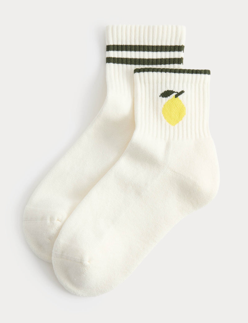 M&S cotton rich lemon ankle socks 2 pack, UK version