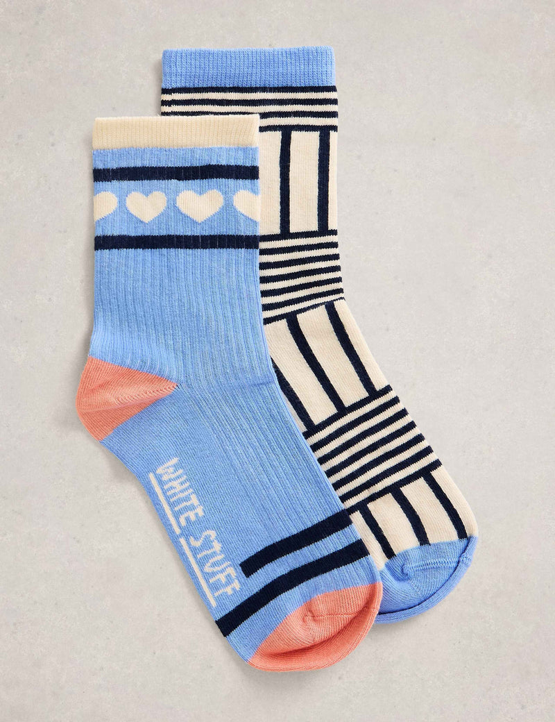 White Stuff 2 Pack Patterned Ankle Socks - British product
