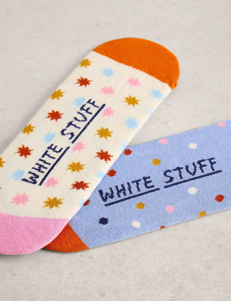 White Stuff cotton rich patterned footsies 2 pack, UK version