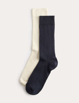 M&S M&S Cotton Rich Ribbed Crew Socks 2 Pack- Buy online at McGrocer