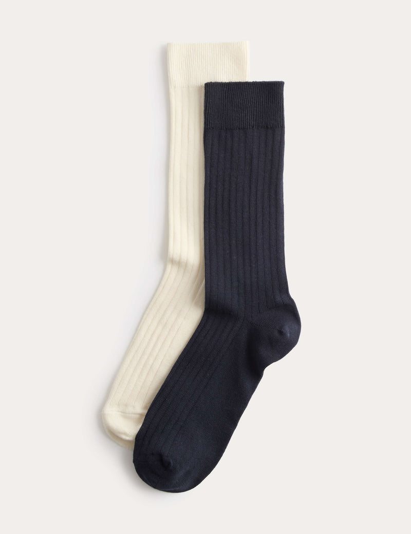 M&S cotton rich ribbed crew socks 2 pack (British brand)