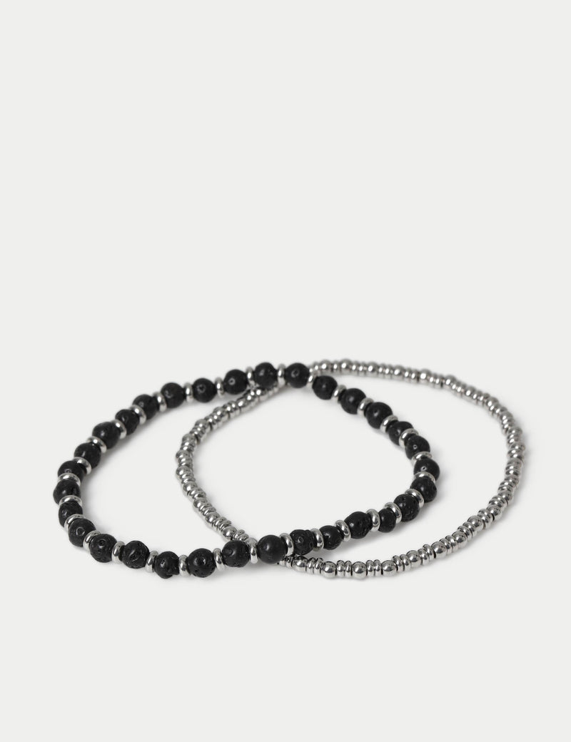 Lava stretch bracelet 2 pack with natural stone, imported from the UK