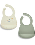 Mamas & Papas silicone bibs 2-pack plain dinosaur imported from the UK