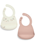 Mamas & Papas 2 pack plain and floral dribble bibs, imported from the UK